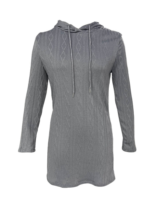 Damen Kapuzenkleid mit strukturiertem Strickmuster und lässigem Schnitt R&B