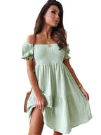 Damen luftiges Sommerkleid mit Off-Shoulder und Rüschendetails R&B