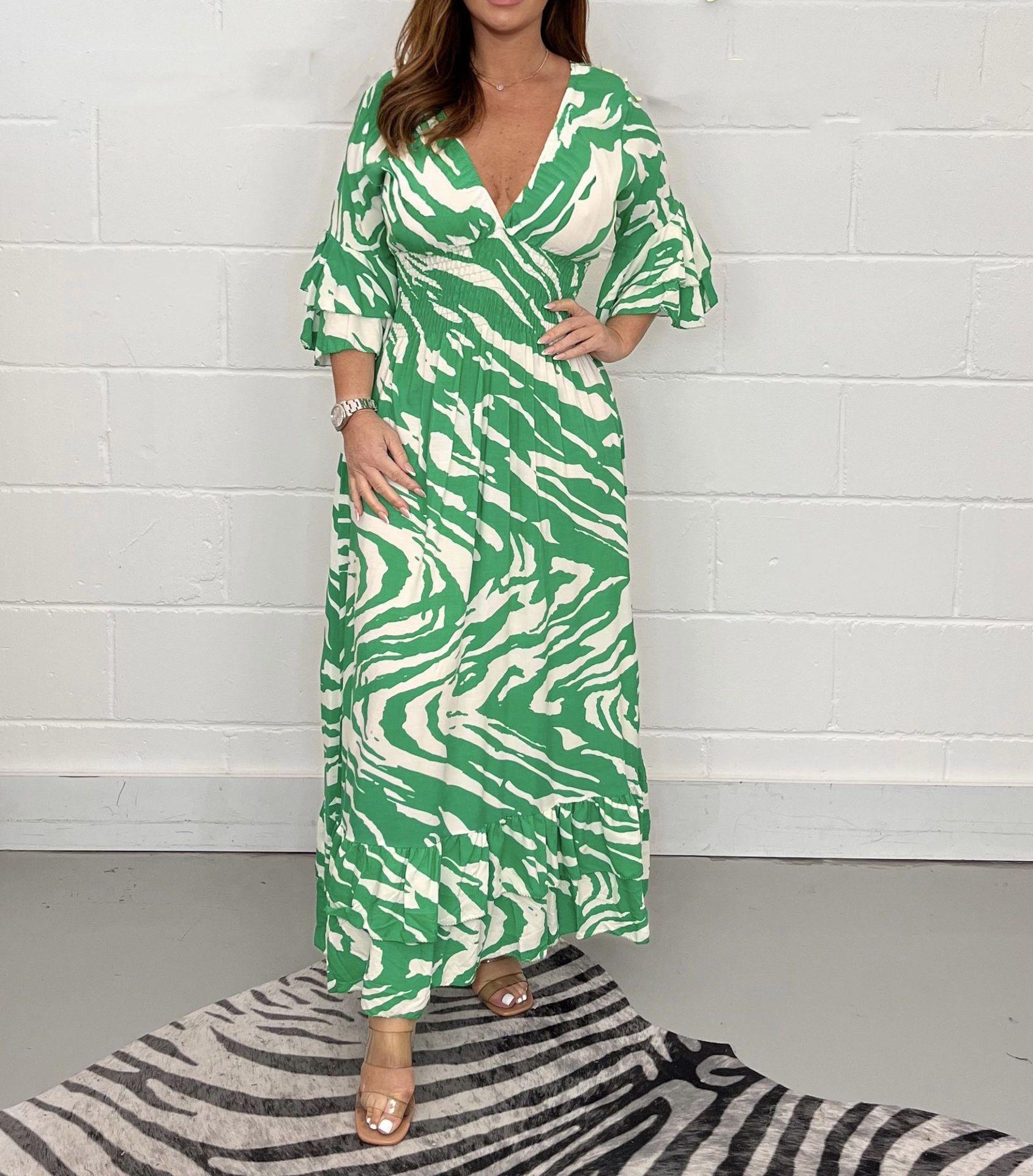 Damen Maxikleid mit tiefem V-Ausschnitt und fließendem Schnitt R&B