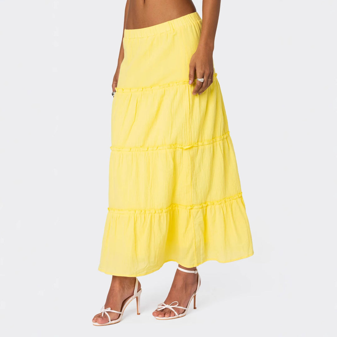 Damen luftiges Crop-Top mit bezauberndem Häkelmuster und schwingendem Saum R&B