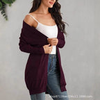 Damen Lange Strickjacke mit offenen Front und praktischen Taschen R&B