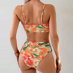 Damen Bikini-Set mit floralem Knotendesign und hohem Schnitt R&B