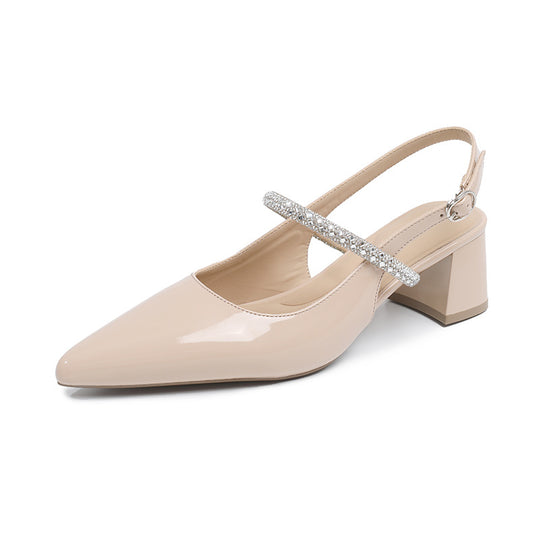 Damen Slingback-Pumps mit eleganter Strass-Applikation und komfortablem Blockabsatz R&B