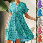 Damen lässiges Blumenkleid mit Knopfleiste und Rüschendetails R&B