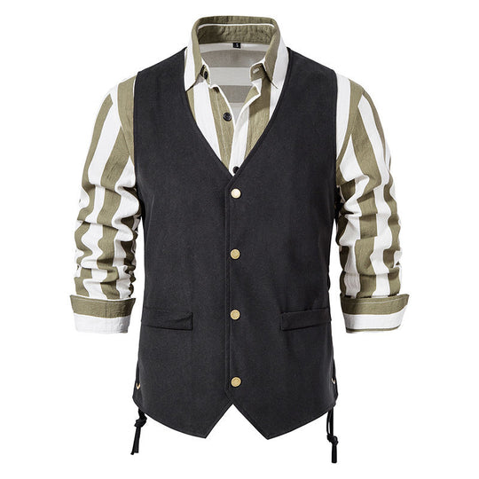 Herren elegante Weste mit feinem Stoff und praktischen Taschen R&B