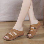 Damen bequeme Sandalen mit floralem Design und ergonomischem Fußbett R&B