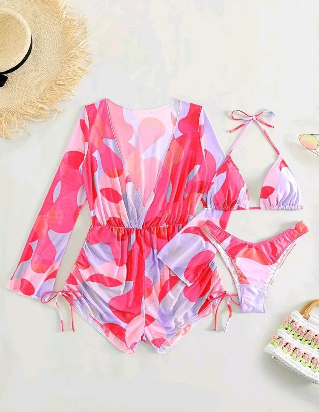 Damen Strandoutfit mit luftiger Tunika und Bikini R&B
