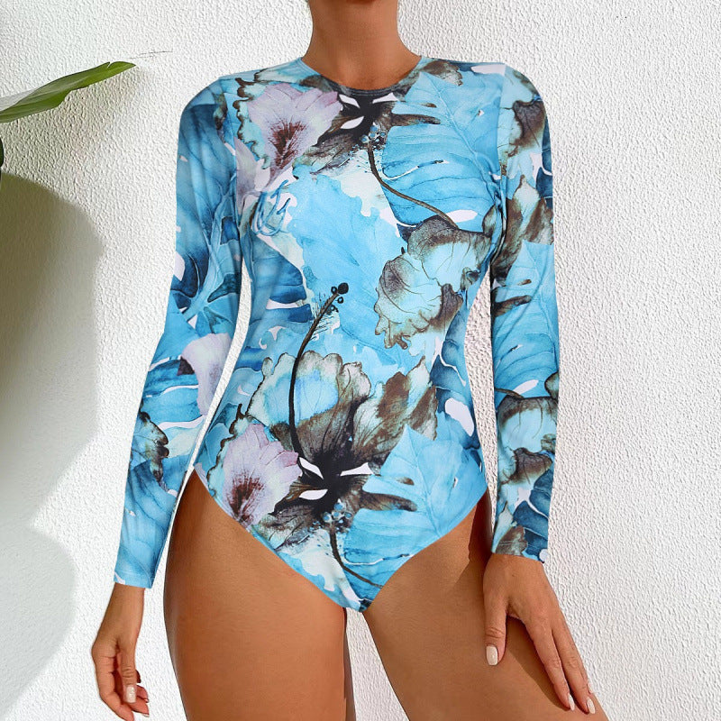 Damen Langarm-Surfanzug im modernen Marmor-Design R&B