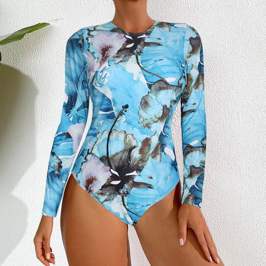 Damen Langarm-Surfanzug im modernen Marmor-Design R&B