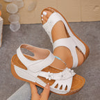 Damen Bequeme Sandalen mit floralen Applikationen und verstellbaren Riemen R&B