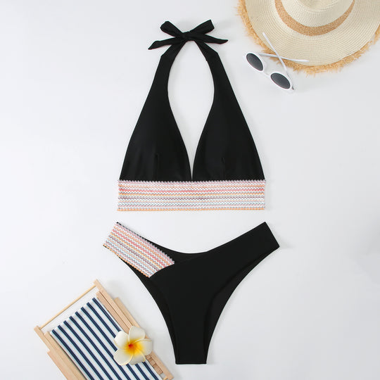 Damen Triangel-Bikini-Set mit modischem Wickelband R&B