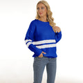 Damen lässiger Pullover mit modischem Streifenmuster R&B