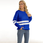 Damen lässiger Pullover mit modischem Streifenmuster R&B