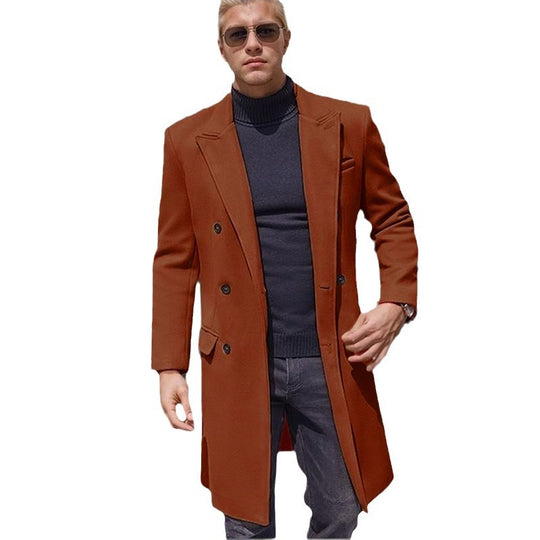 Herren eleganter Doppelknebel-Mantel mit stilvollem Schnitt und modischen Details R&B