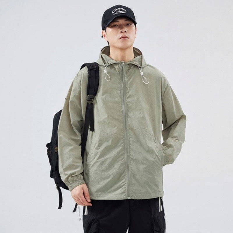 Herren leichte Windjacke mit praktischen Taschen und verstellbarem Kapuzen-Design R&B