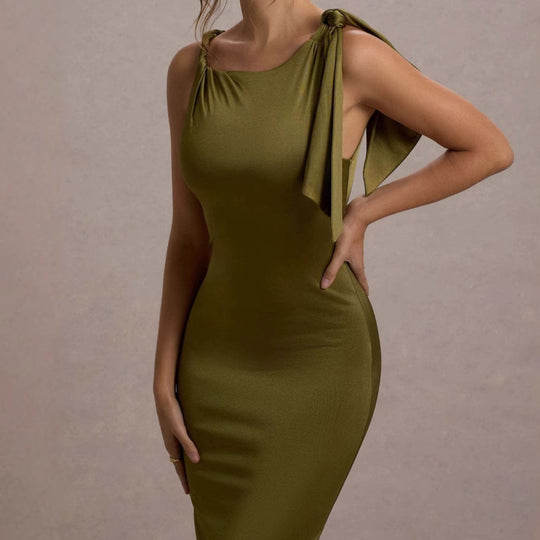 Damen Elegantes Maxikleid mit asymmetrischem Träger und figurbetontem Schnitt R&B