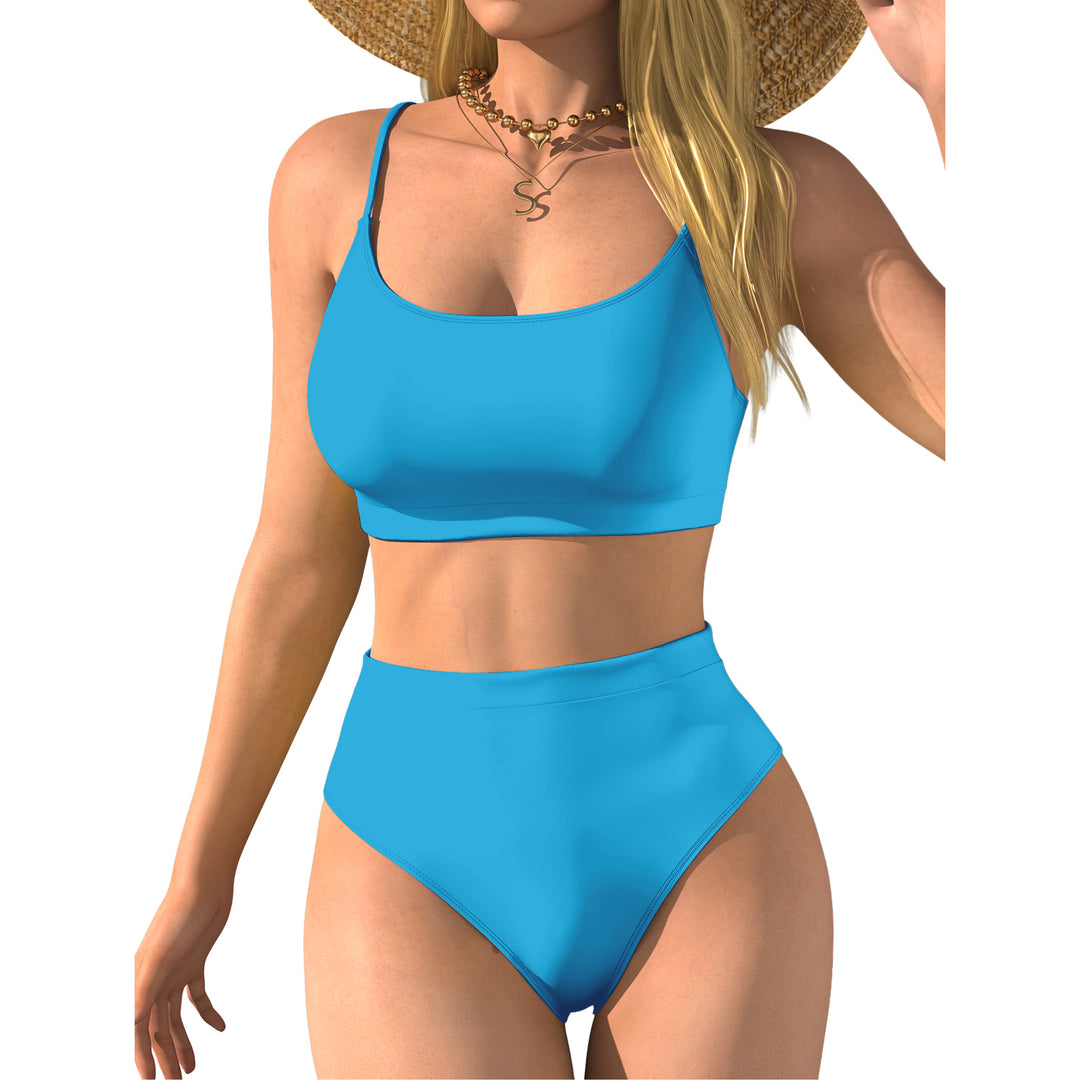 Damen Hochtaillierter Bikini mit Crop-Top R&B