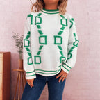 Damen lässiger Pullover mit geometrischem Muster und weichen Materialien R&B
