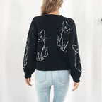 R&B | Verspielter Strickpullover Mit Katzenmuster