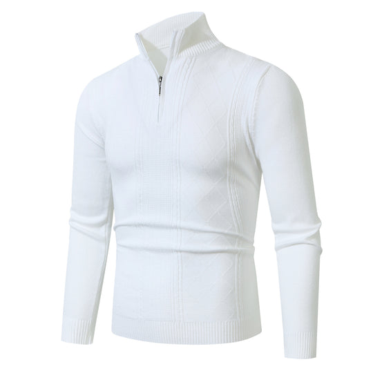 Herren Strickpullover mit hochabschließendem Reißverschluss und modernem Zopfmuster R&B