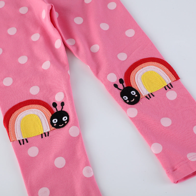 Mädchen Leggings mit fröhlichem Schnecken- und Punkten-Motiv R&B