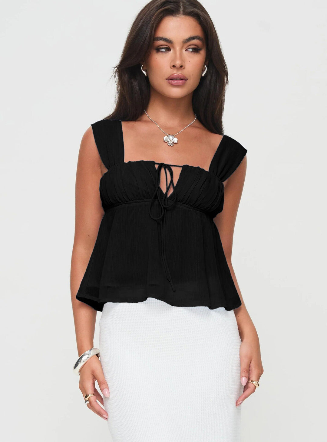 Damen luftiges Sommeroberteil mit raffiniertem Rüschendesign R&B