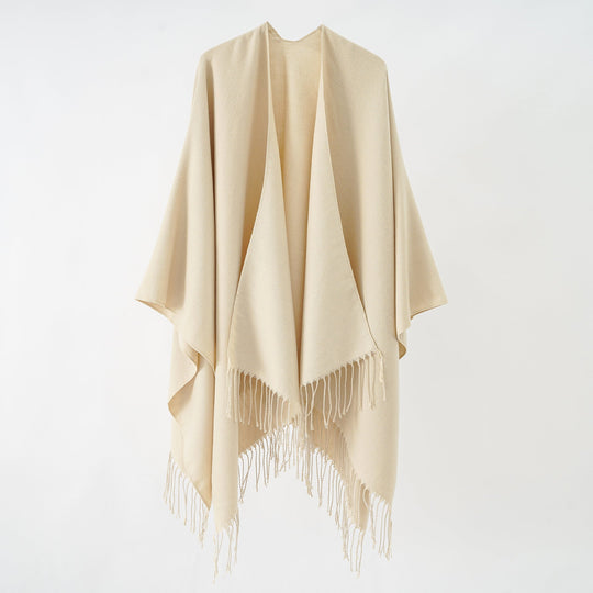 Damen Modischer Fransen-Poncho Aus Weichem Material mit Luxuriösem Fall R&B