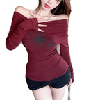Damen Langarmshirt mit Off-Shoulder-Ausschnitt