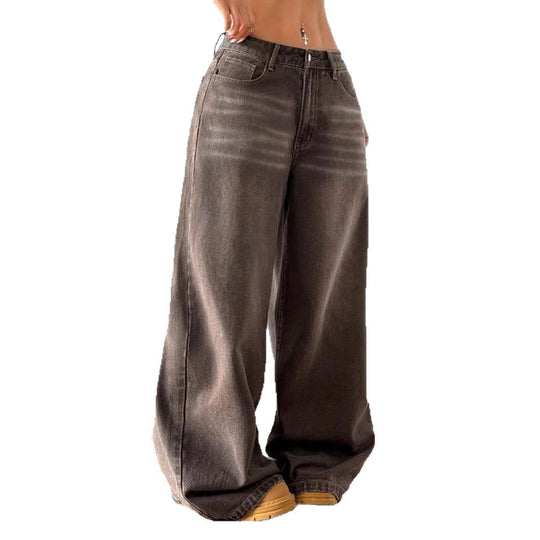 Damen Weite High-Waist Jeans mit lässigem Schnitt R&B