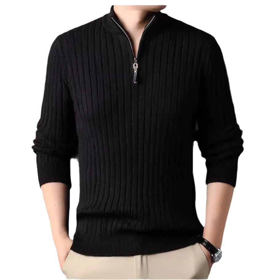 Herren Strickpullover mit modernem Stehkragen im Rippdesign R&B