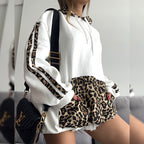 Damen Kapuzenpullover mit einzigartigem Leopardenmotiv und lässigem Schnitt R&B
