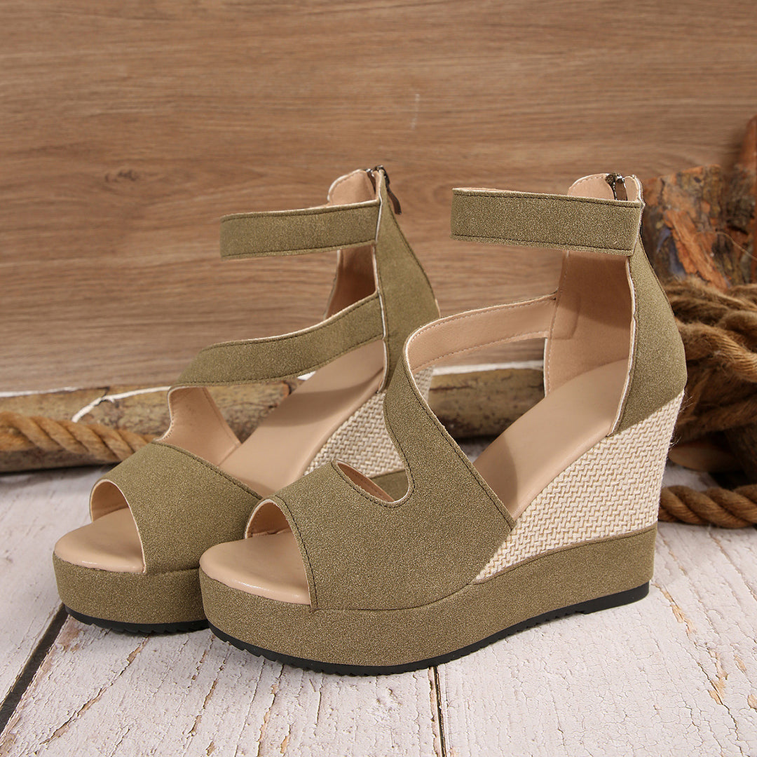 Damen Wedge-Sandaletten mit modischem Riemendesign und anatomischem Fußbett R&B