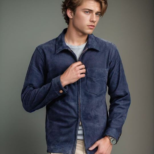 Herren modische und hochwertige Wildlederjacke R&B