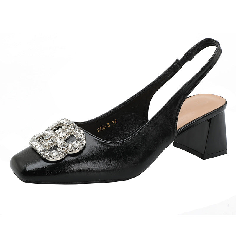 Damen Slingback-Pumps mit glamourösem Schmuckdetail und komfortablem Blockabsatz