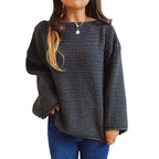 Damen Grobstrickpullover mit weitem Schnitt und lässigen Ärmeln R&B