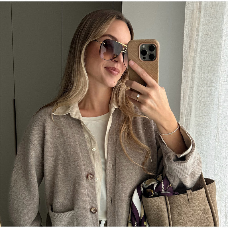 Damen weicher Cardigan mit Taschen und Knopfleiste R&B