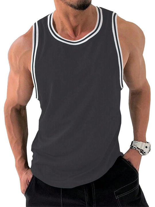 Herren Sportliches ärmelloses Tanktop mit atmungsaktivem Material und modernem Rippendesign R&B