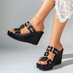 Damen Wedge-Sandaletten mit raffinierten Riemendesigns und gleitendem Tragekomfort R&B