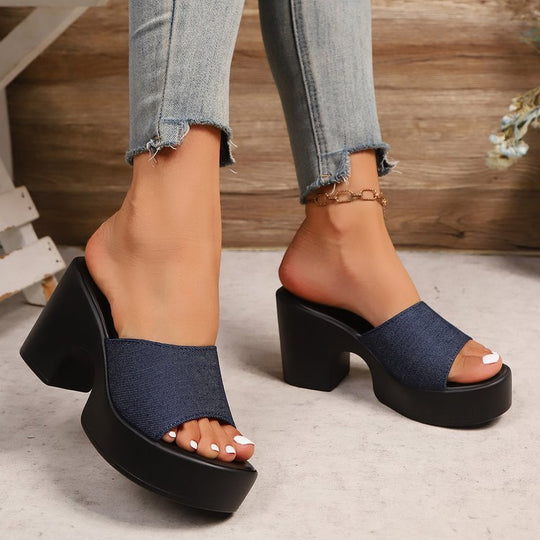 Damen Chunky Plattform-Sandalen mit modischem Design und erhöhtem Blockabsatz R&B