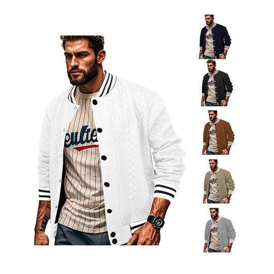 Herren Sportswear-Bomberjacke mit strukturiertem Design und Kontraststreifen R&B