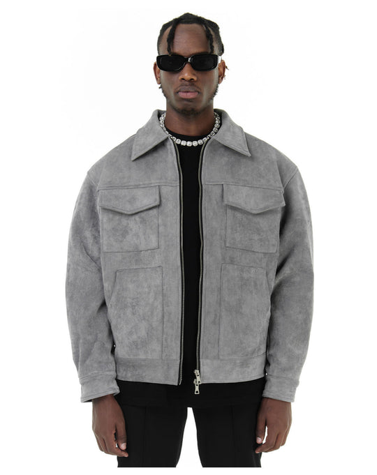 Herren modische Jacke mit praktischen aufgesetzten Taschen und Reißverschluss R&B