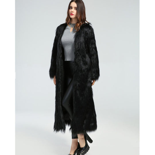 Damen Luxuriöser Kunstpelzmantel mit elegantem Futter R&B