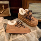 Damen gefütterte Sneakers mit Leopardenmustern und rutschfester Sohle R&B