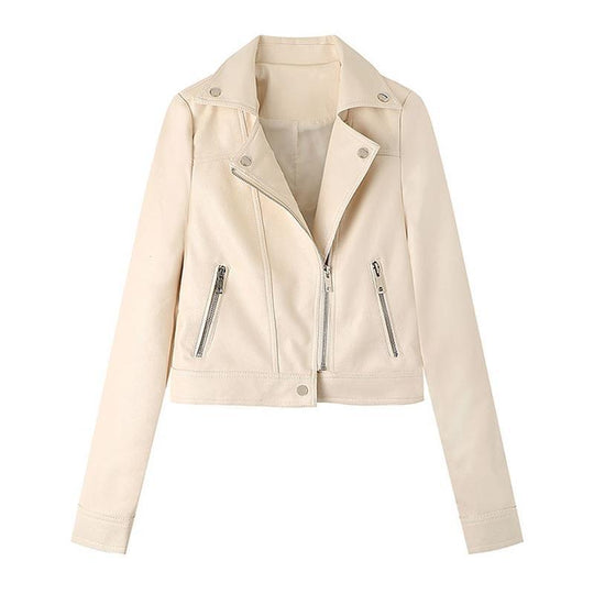 Damen Kunstleder Bikerjacke mit asymmetrischem Reißverschluss und praktischen Taschen R&B