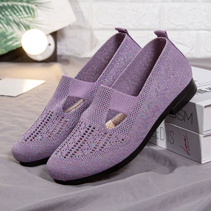 Damen atmungsaktive Slip-On Ballerinas mit elastischem Einschlupf und flexibler Sohle