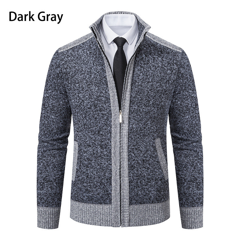 Herren modische Strickjacke mit hohem Kragen und Reißverschluss R&B