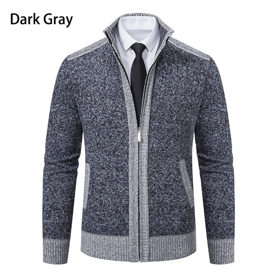 Herren modische Strickjacke mit hohem Kragen und Reißverschluss R&B