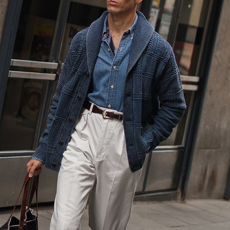 Herren Strickjacke mit innovativem Muster und großen Taschen