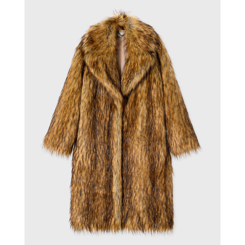 Damen Retro-Inspirierter Kunstpelzmantel R&B