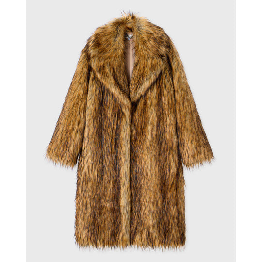 Damen Retro-Inspirierter Kunstpelzmantel R&B